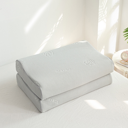 萌番宝 2025山茶花冰丝凉感凉感丝乳胶枕夏季冰凉感 山茶花灰色