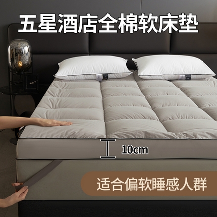 丽诺床垫 2025新款全棉纯棉防螨软床垫-风格二 五星酒店全棉软床垫-灰色-10cm