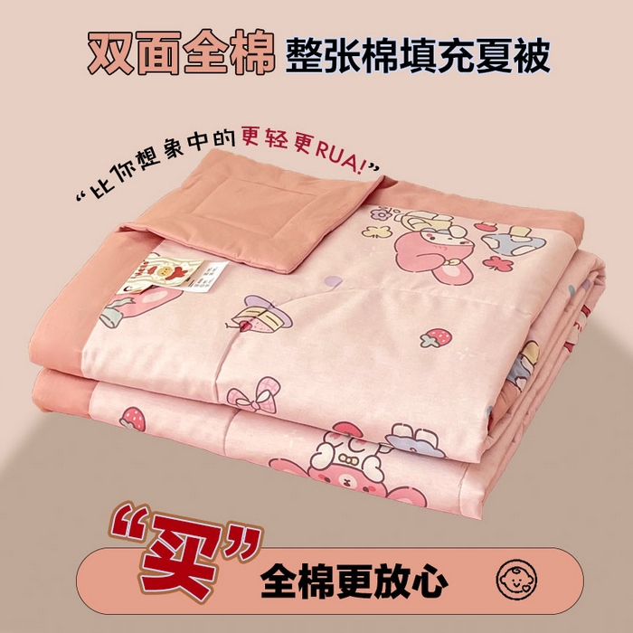 91家纺网 家纺一手货源 找家纺 丫丫家纺2025全棉夏被碎花卡通小清新简约纯棉夏凉被夏被四件套三件套风格三 美乐乐蒂
