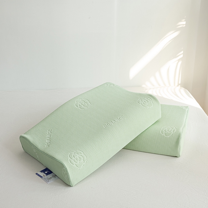 91家纺网 家纺一手货源 找家纺 萌番宝 2025山茶花冰丝凉感凉感丝乳胶枕夏季冰凉感 山茶花绿色