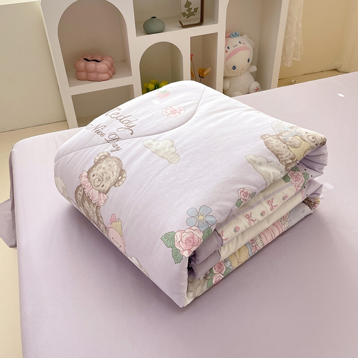 91家纺网 家纺一手货源 找家纺 丫丫2025新款里外全棉棉花夏被风格2 碎花小熊