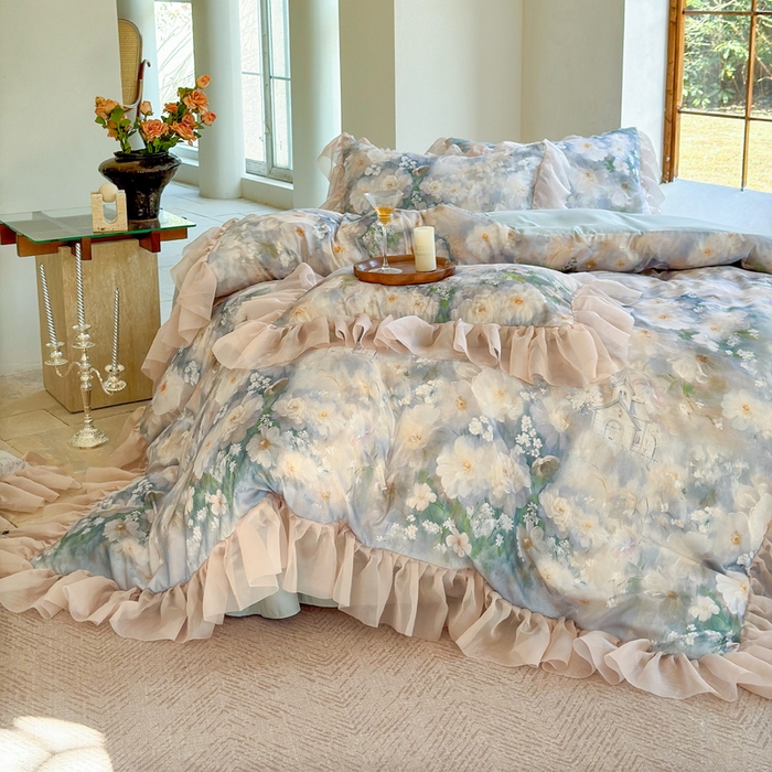 91家纺网 家纺一手货源 找家纺 仟网汇 2025新款韩版棉代尔法式四件套 朱蒂