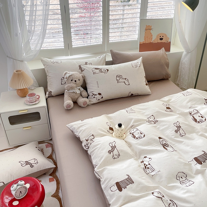 91家纺网 家纺一手货源 找家纺 宜家坊 2025新款全棉13070单床单床笠纯棉单品枕套床笠床单（有预缩尺寸 售后无忧 免费提供买家秀） 休闲狗