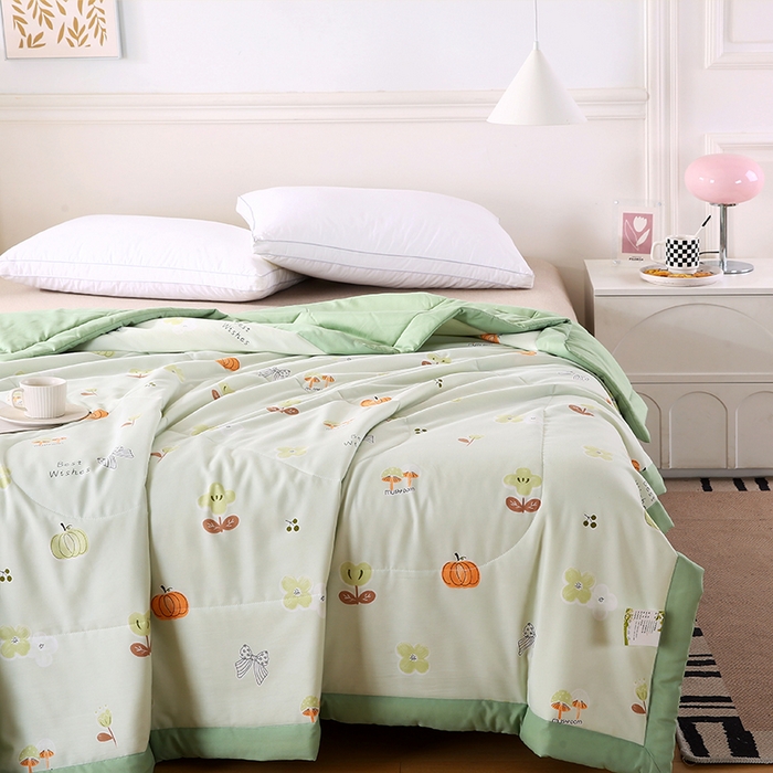 91家纺网 家纺一手货源 找家纺 欧朵2025新款A类水洗棉夏被系列 南瓜乐园