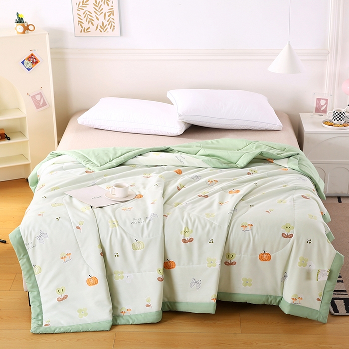 91家纺网 家纺一手货源 找家纺 欧朵2025新款A类水洗棉夏被系列 南瓜乐园