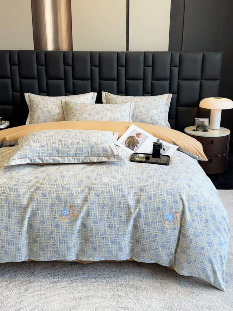 91家纺网 家纺一手货源 找家纺 海洋家纺 2025新款全棉磨毛四件套 芙拉