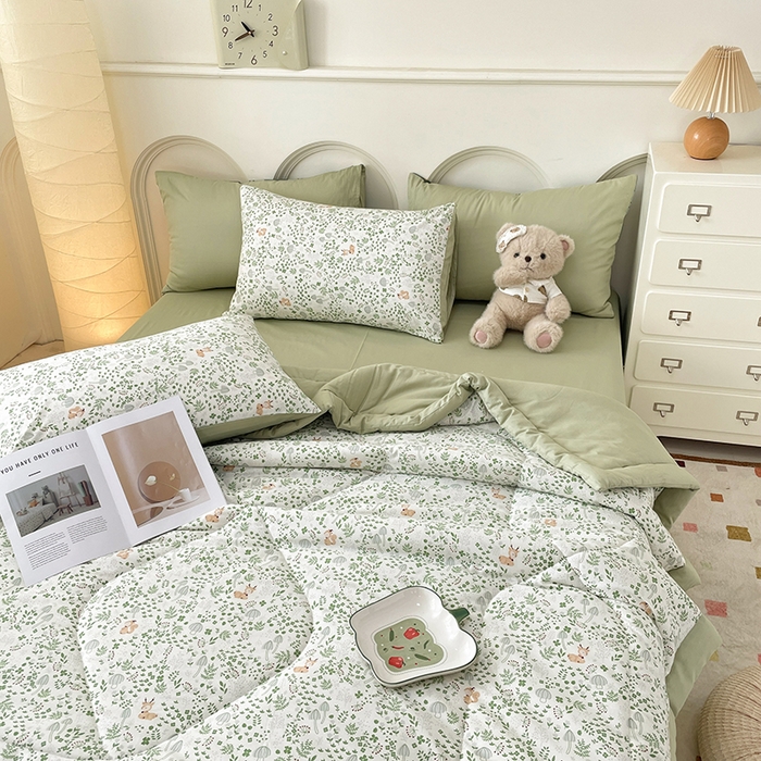 91家纺网 家纺一手货源 找家纺 丫丫家纺2025全棉夏被碎花卡通小清新简约纯棉夏凉被夏被四件套三件套风格三 松鼠小鹿