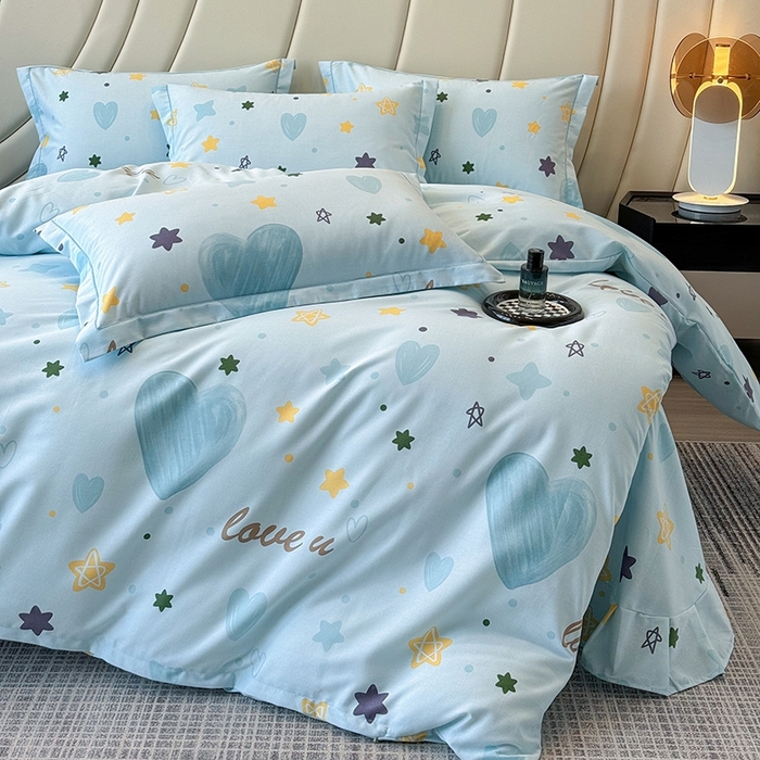 91家纺网 家纺一手货源 找家纺 海洋家纺 2025新款全棉磨毛四件套 快乐星球