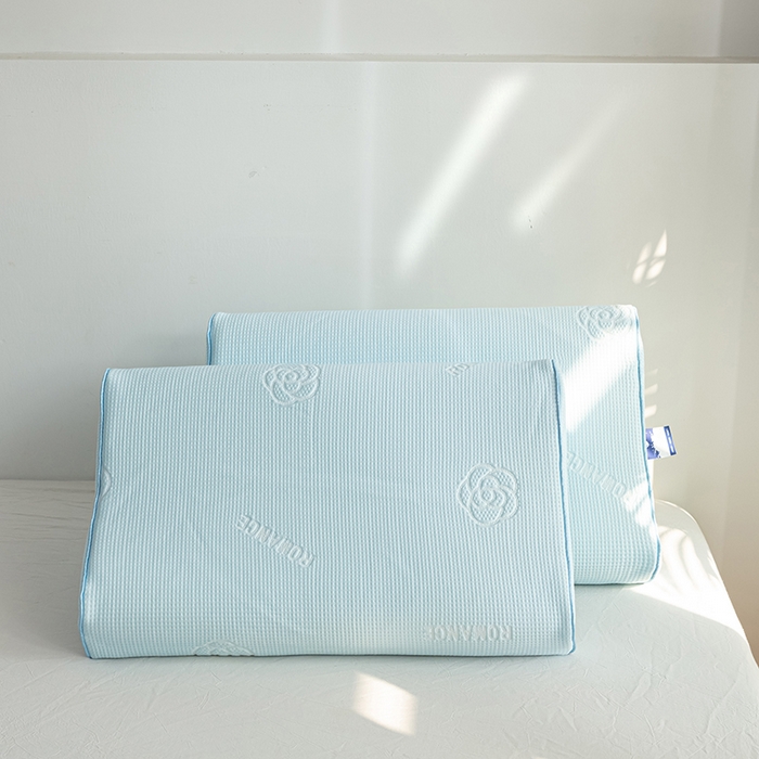 91家纺网 家纺一手货源 找家纺 萌番宝 2025山茶花冰丝凉感凉感丝乳胶枕夏季冰凉感 山茶花蓝色