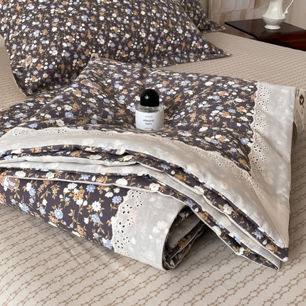 91家纺网 家纺一手货源 找家纺 帕拉美拉 2025新款全棉法式风玉米夏被春秋被玉米被三件套四件套 田园拾趣（灰）