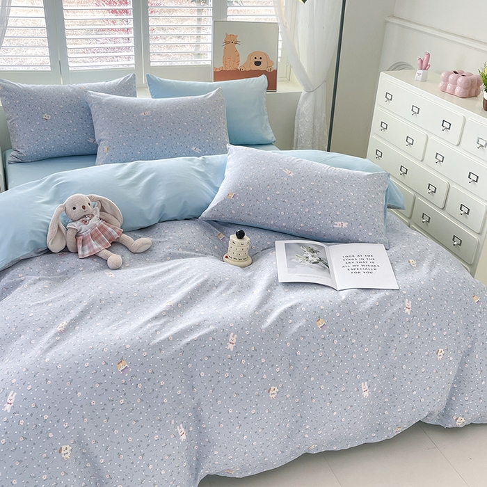 91家纺网 家纺一手货源 找家纺 宜家坊 2025热款全棉四件套学生床三件套单品床单床笠单被套印花小清新卡通碎花纯棉三四件套 嘉兰