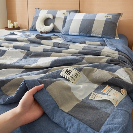 91家纺网 家纺一手货源 找家纺 （总）招财星家纺 2025新款新疆棉花被夏被100%里外全棉棉花夏被无印风全棉色织水洗棉夏凉被空调被春秋被单人可机洗