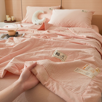 招财星家纺 2025新款新疆棉花被夏被100%里外全棉棉花夏被无印风全棉色织水洗棉夏凉被空调被春秋被单人可机洗 简月