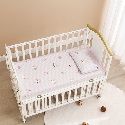 小猫派 2025新款亲肤舒适印花卡通夏凉童席 棉花糖猫粉色(席子+一个荞麦枕)