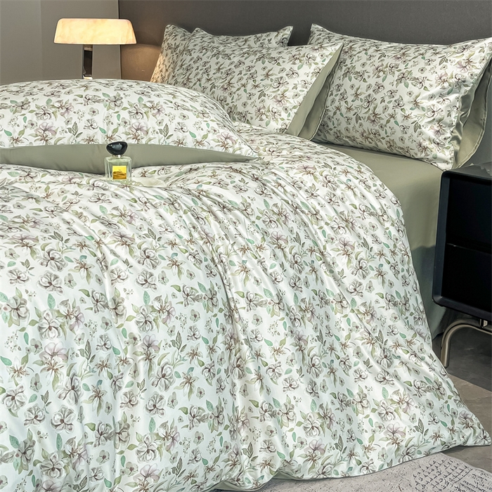 91家纺网 家纺一手货源 找家纺 笙意家纺2025新款水洗冰丝数码印花暗盒款四件套 魅影