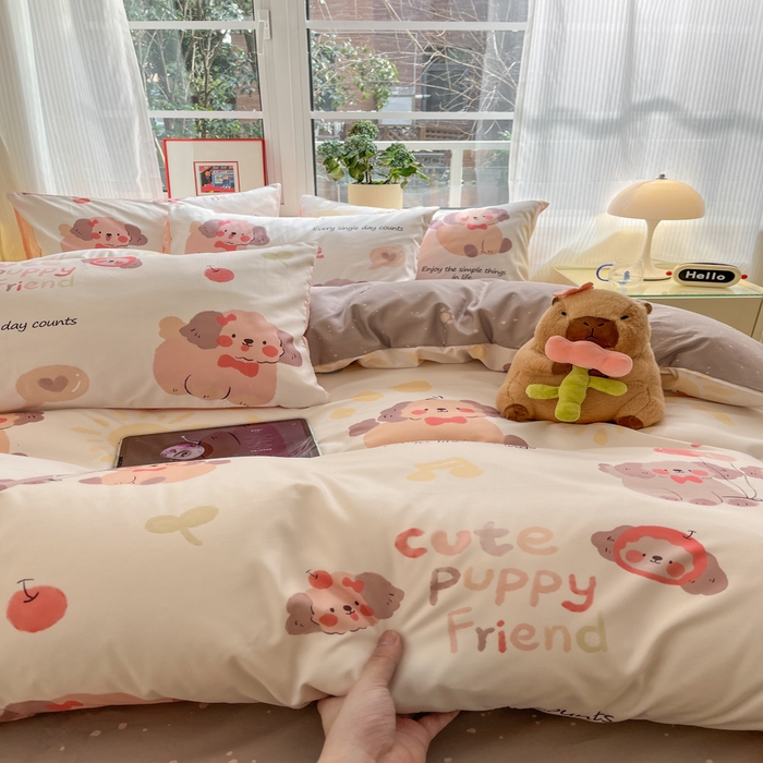 91家纺网 家纺一手货源 找家纺 盛秋家纺 2025新款卡通单被套 情侣猫+猫爪