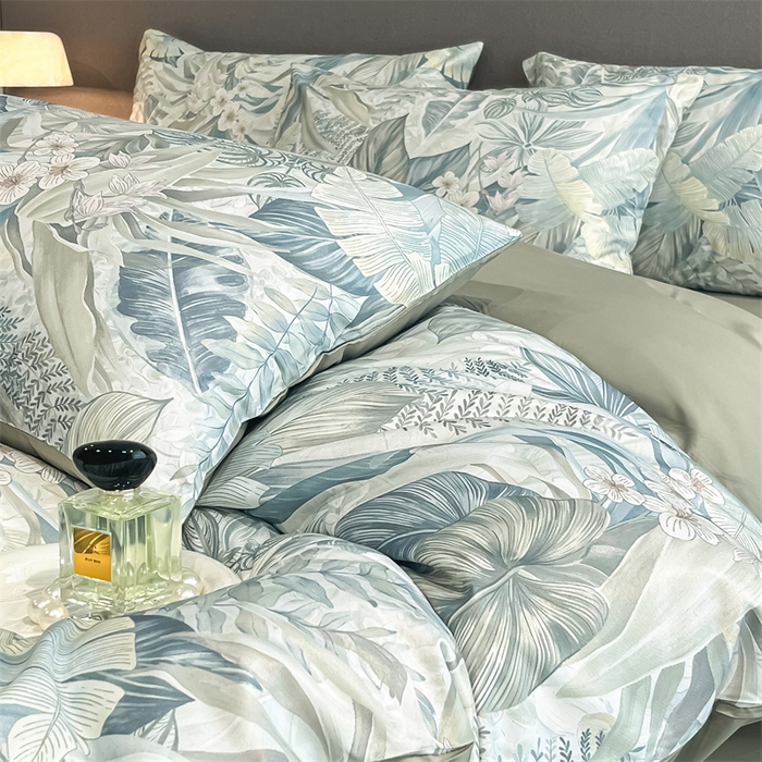 91家纺网 家纺一手货源 找家纺 笙意家纺2025新款水洗冰丝数码印花暗盒款四件套 汐月