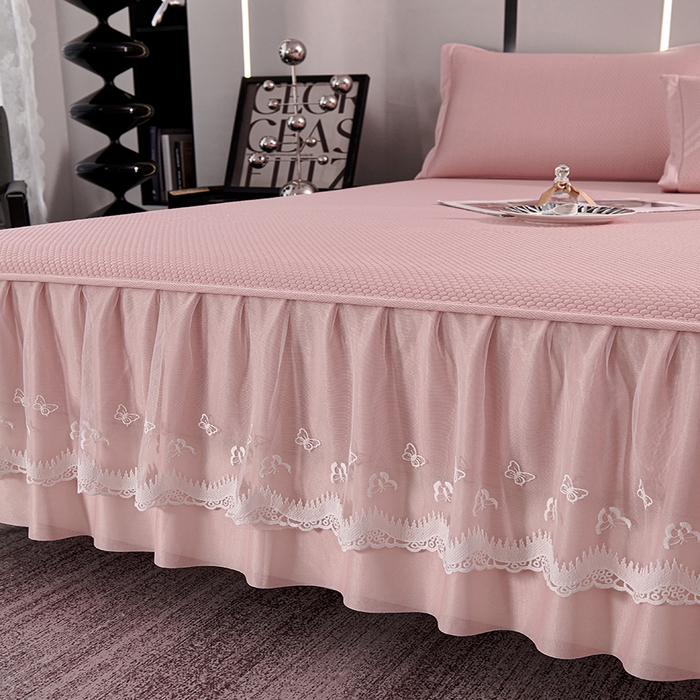 91家纺网 家纺一手货源 找家纺 （总）青雅席业 2025新款7A抗菌母婴级纯乙纶PE刺绣凉感丝 床裙款