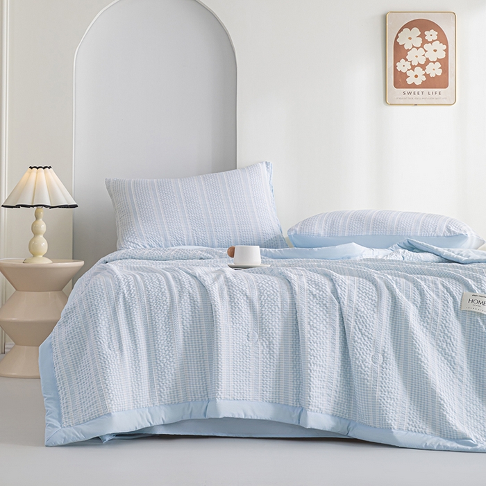 91家纺网 家纺一手货源 找家纺 吾诺 2025 韩式立体提花公主格大豆夏被子被芯夏凉被夏被四件套 公主格-兰