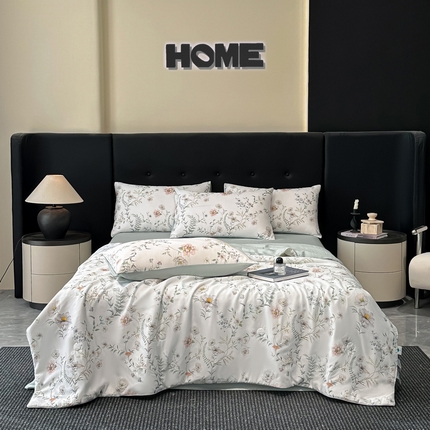 慕晨 2025春夏新品莱赛尔天丝数码印花四件套莱赛尔夏被四件套天丝夏凉被直播热款 秘境