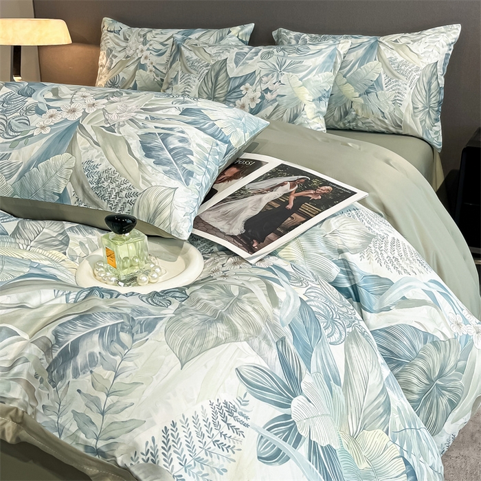 91家纺网 家纺一手货源 找家纺 笙意家纺2025新款水洗冰丝数码印花暗盒款四件套 汐月