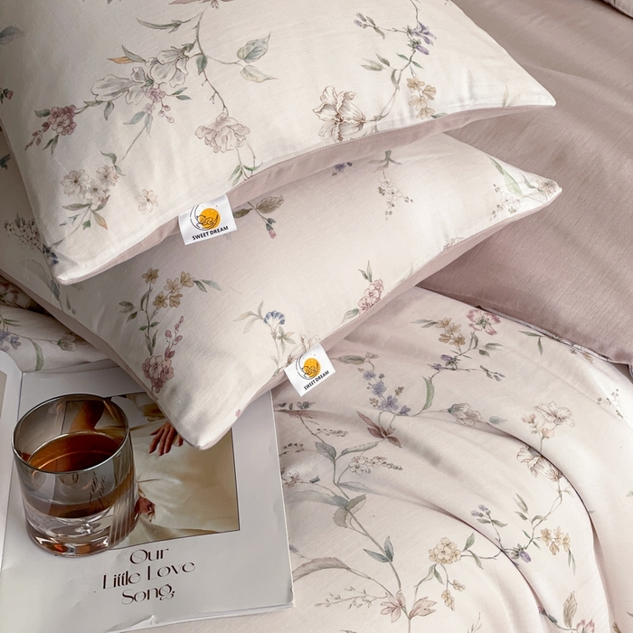 91家纺网 家纺一手货源 找家纺 慕晨 2025新款全棉双层纱四件套莱赛尔夏被莱赛尔夏被四件套天丝夏凉被直播 云绣梦静-粉