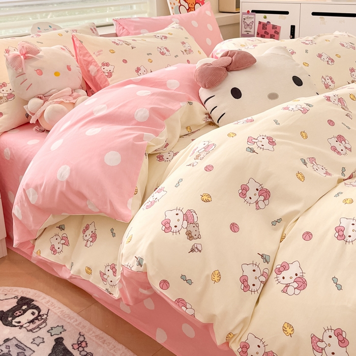 91家纺网 家纺一手货源 找家纺 暮思家居 2025新款正版授权三丽鸥全棉四件套系列四件套 篮球凯蒂