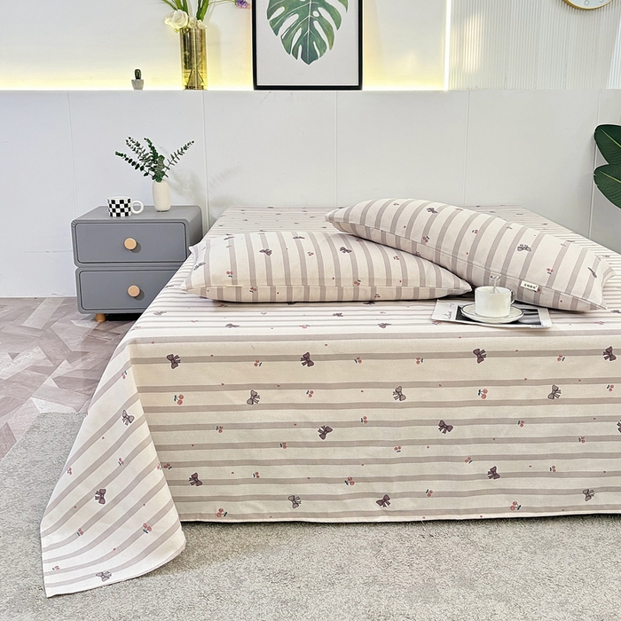 91家纺网 家纺一手货源 找家纺 伊而梦蚊帐 2025新款原棉老粗布床单 蝴蝶结