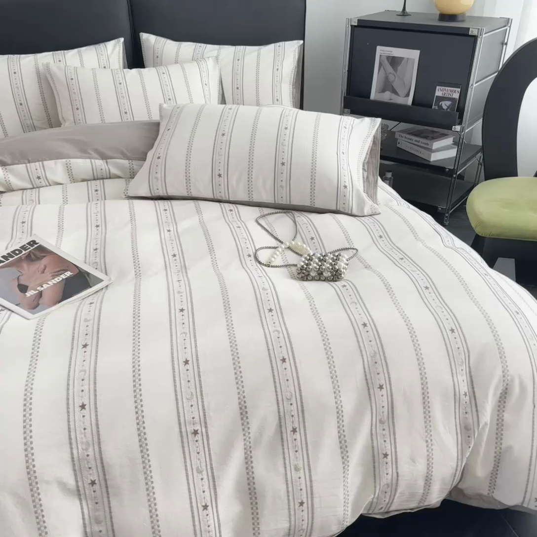 91家纺网 家纺一手货源 找家纺 （总）女子家纺 2025新款A类40支全棉纯棉提花四件套（简川-星辰系列）