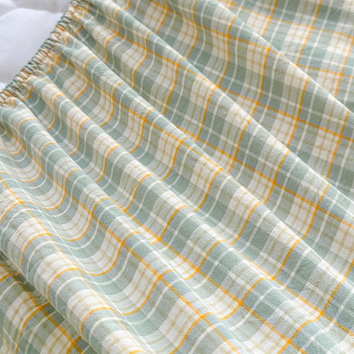 91家纺网 家纺一手货源 找家纺 铭成家纺 2025新款A类亲肤纯棉加厚床笠 简兮绿