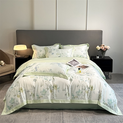 91家纺网 家纺一手货源 找家纺 （总）笙意家纺 2025新款水洗冰丝数码印花宽边四件套