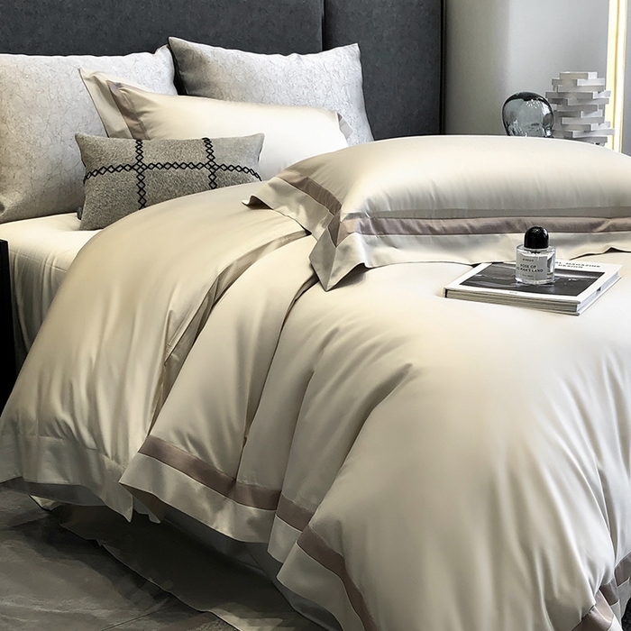 91家纺网 家纺一手货源 找家纺 涞澳家纺 2025新款80天丝棉四件套-凯瑟琳系列 凯瑟琳-燕麦奶