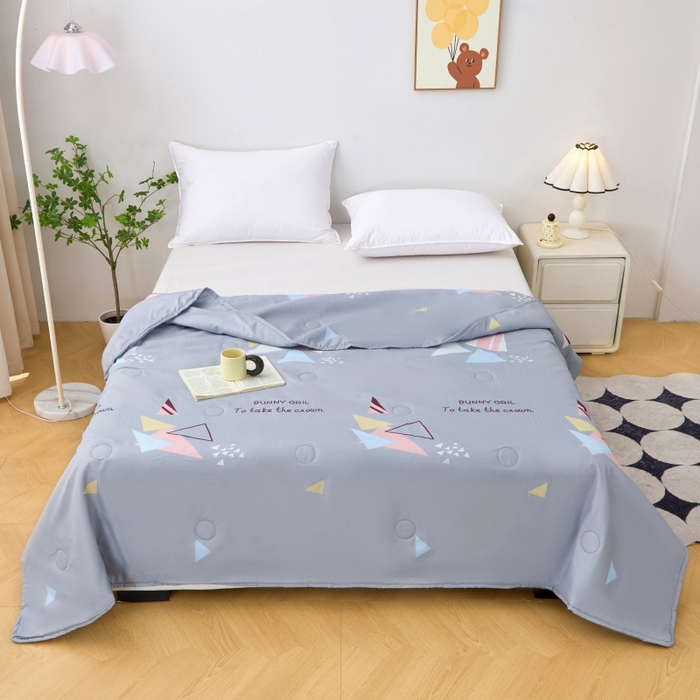 91家纺网 家纺一手货源 找家纺 2025新款亲肤绒礼品夏被窄边 卡思图