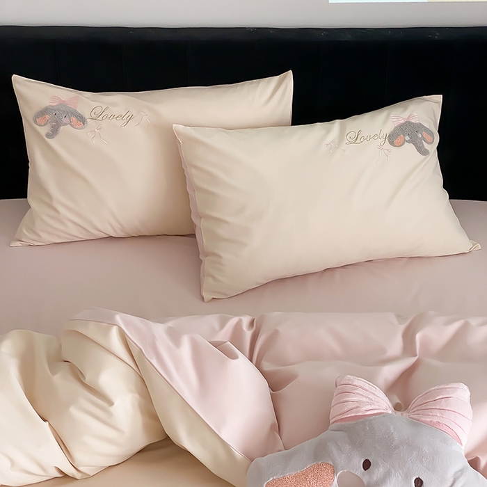 91家纺网 家纺一手货源 找家纺 鹿班家居 2025新品四季款100S长绒棉四件套-欢乐象【标准会员-20元】 欢乐象-奶昔白