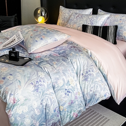 91家纺网 家纺一手货源 找家纺 （总）梦幻之城 2025新款水洗真丝数码印花简易款四件套