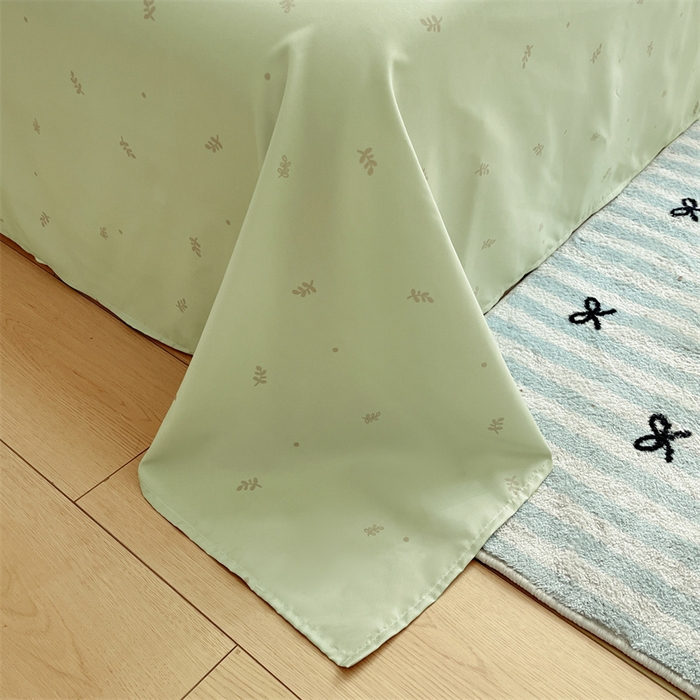 91家纺网 家纺一手货源 找家纺 盛秋家纺 2025新款水洗棉印花四件套-卡通系列 铃兰+绿叶