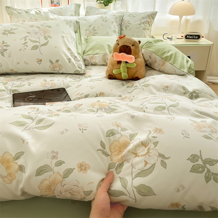 91家纺网 家纺一手货源 找家纺 盛秋家纺 2025新款卡通单被套 铃兰+绿叶