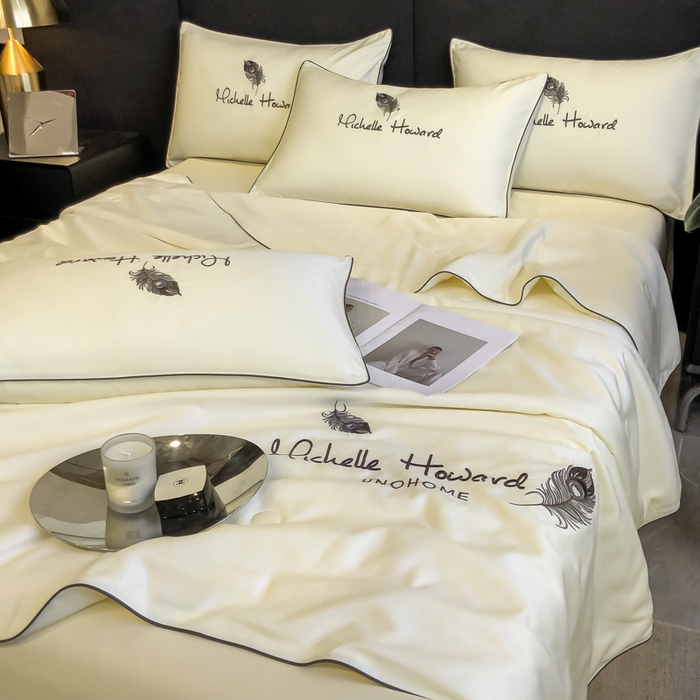 91家纺网 家纺一手货源 找家纺 吾诺 2025 双拼及羽毛刺绣夏被四件套绣花夏被水洗天丝夏被水洗真丝夏凉被空调被 羽毛-奶昔白