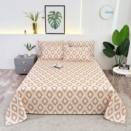 伊而梦蚊帐 2025新款原棉老粗布床单 菱格棕