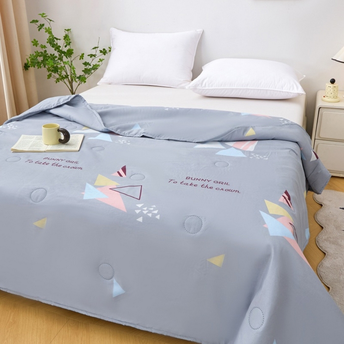 91家纺网 家纺一手货源 找家纺 2025新款亲肤绒礼品夏被窄边 卡思图