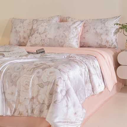 91家纺网 家纺一手货源 找家纺 （总）梦幻之城 2025新款水洗真丝数码印花简易款夏被四件套