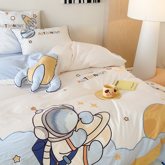 91家纺网 家纺一手货源 找家纺 西西家居 2025新款100支全棉四件套 月球之旅