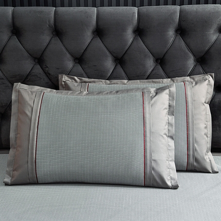 小牛席业 2025新款A夏凉枕套系列 可机洗抗菌枕套（色织灰色）