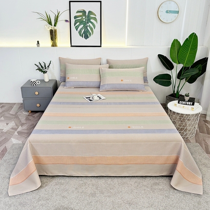 伊而梦蚊帐 2025新款原棉老粗布床单 条纹彩