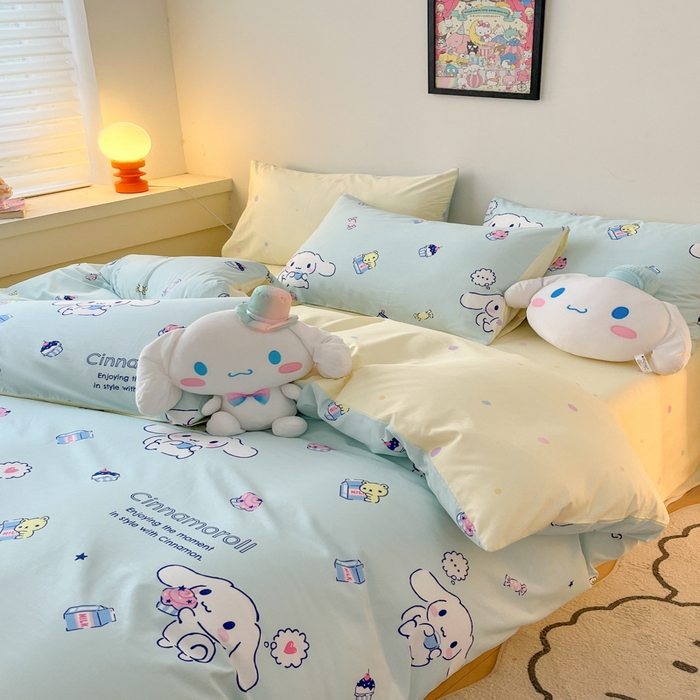 91家纺网 家纺一手货源 找家纺 暮思家居 2025新款正版授权三丽鸥全棉四件套系列四件套 奶牛大耳狗