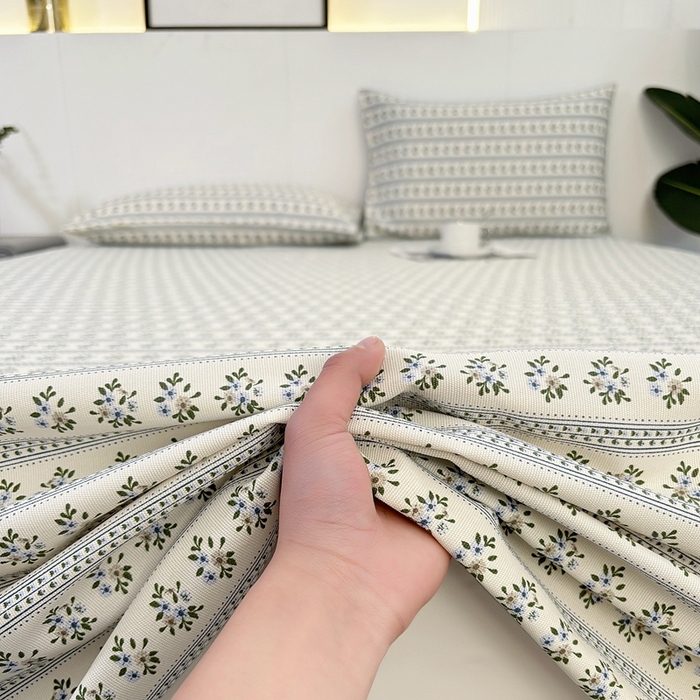 91家纺网 家纺一手货源 找家纺 伊而梦蚊帐 2025新款原棉老粗布床单 兰花条