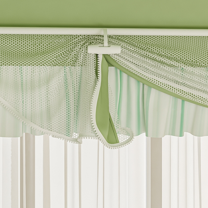 91家纺网 家纺一手货源 找家纺 冉美家纺 2025新款屋顶式遮光防尘防摔蚊帐 呆呆汪-淡雅绿