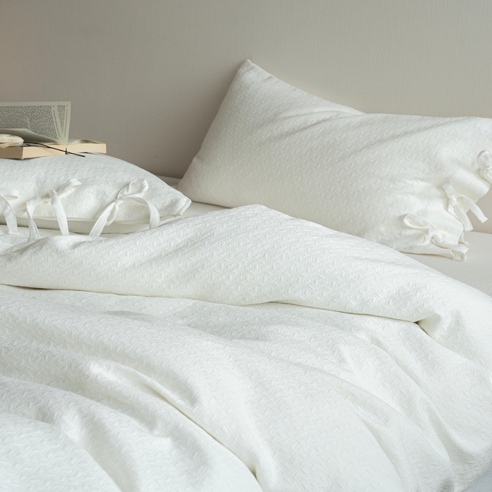 91家纺网 家纺一手货源 找家纺 （总）璞素2025新款全棉色织三层纱四件套-半谷·清荷