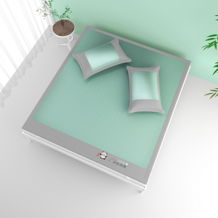 91家纺网 家纺一手货源 找家纺 爱宝被业  2025新款凉感抗菌冰丝席凉席 绿色