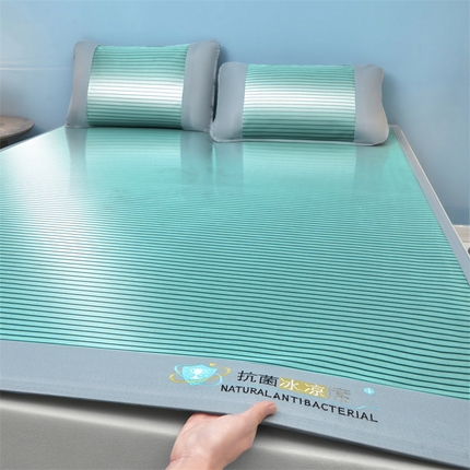 91家纺网 家纺一手货源 找家纺 （总）航途席业 2025新款凉席抗菌三明治可水洗碳光冰丝席宽边刺绣冰丝席